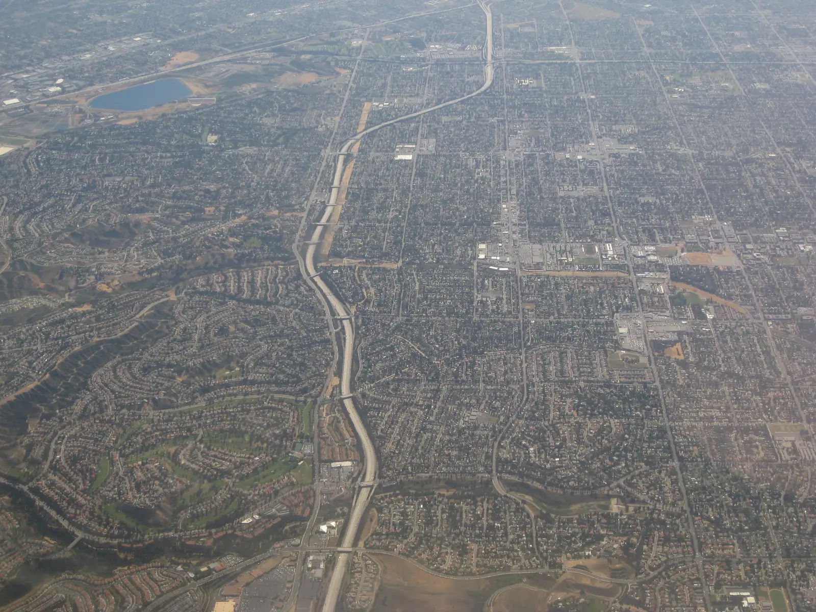 Aerial view of the northern San Fernando Valley neighborhoods around Mission Hills