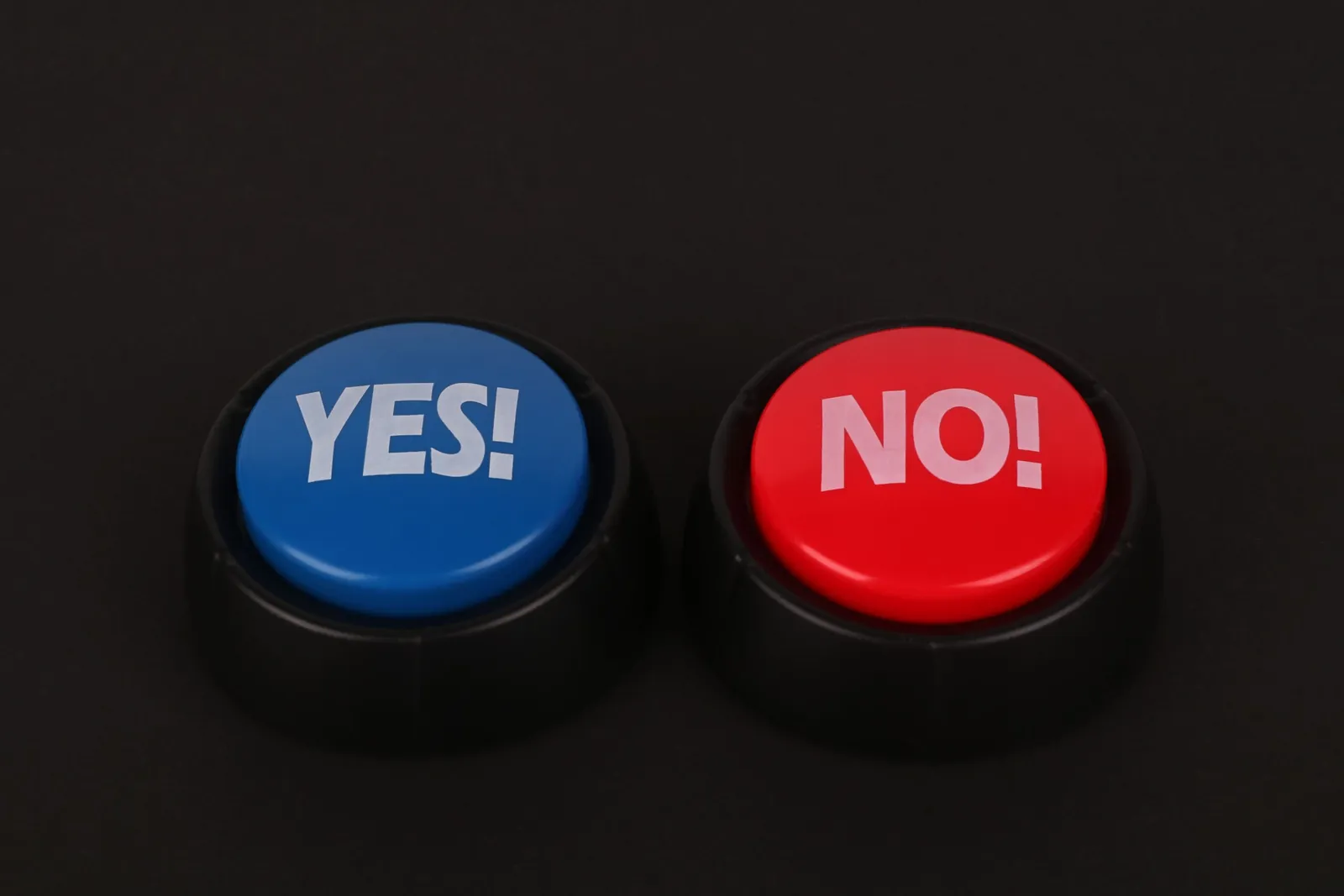 Blue 'Yes' and red 'No' buttons