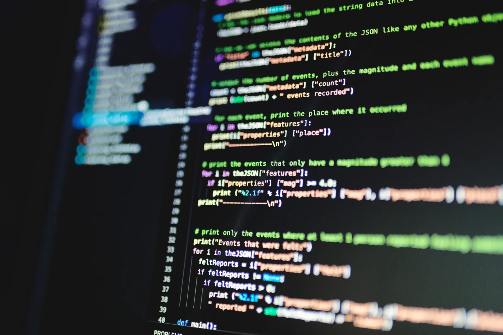 Lines of computer code on a dark screen