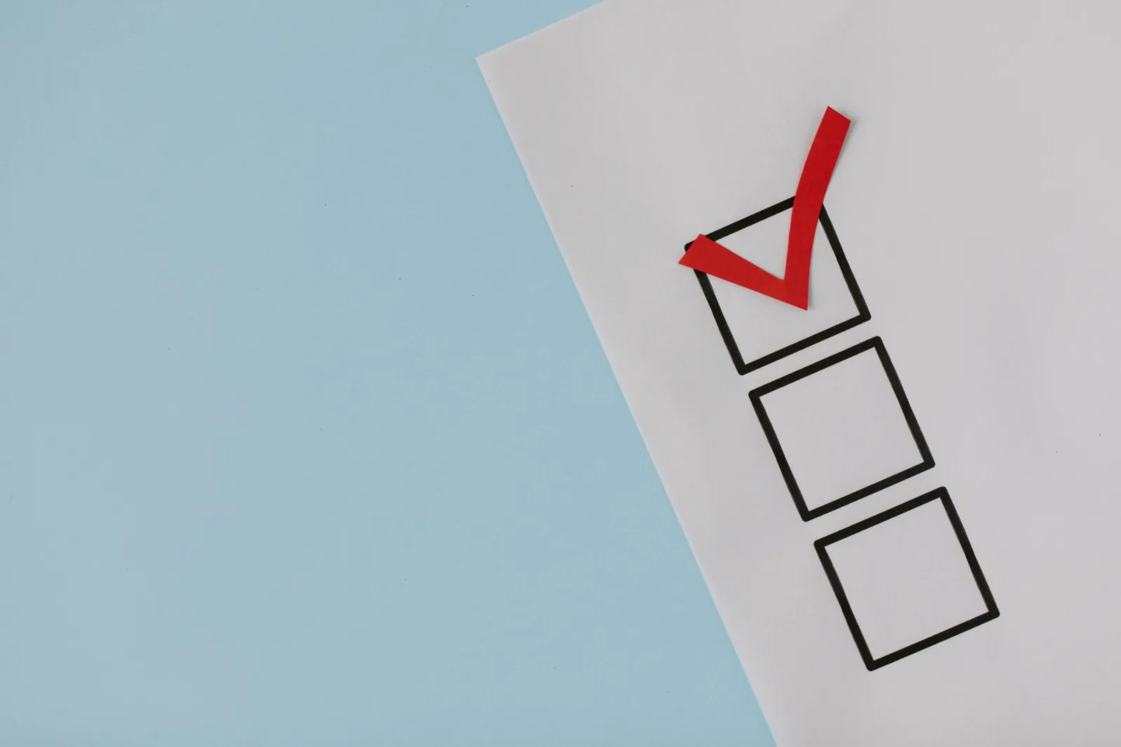 Checklist with one box ticked in red