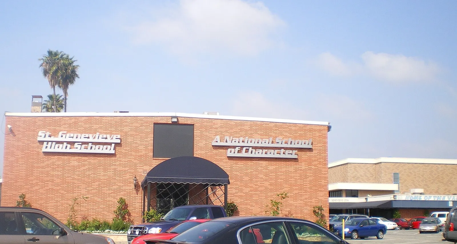 Brick buildings of St. Genevieve High School on Roscoe Boulevard in Panorama City